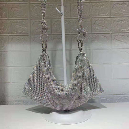 Bolso de hombro con lentejuelas y diamantes de imitación hecho a mano para mujer