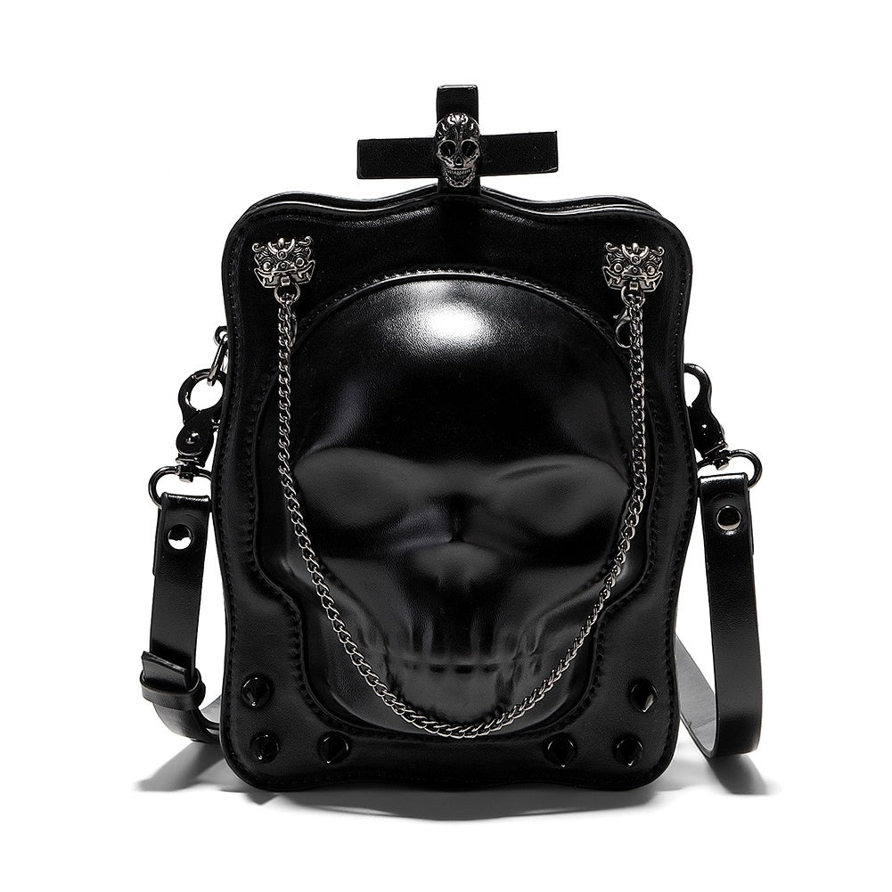 Sac à bandoulière en forme de crâne d'Halloween, sacs à bandoulière gothiques foncés pour femmes, mini sac messager carré de personnalité