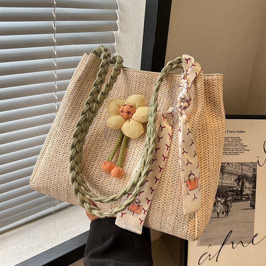 Sac fourre-tout en paille de grande capacité pour femme