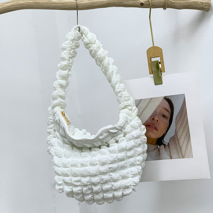 Sac à main plissé à motif de nuages ​​​​de couleur unie décontracté pour femme