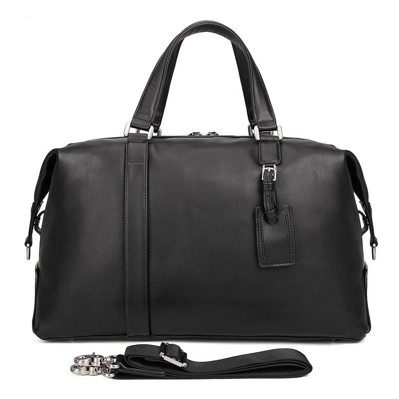 The First Layer Of Leather Casual Travel Bag Black Classic Nappa Leather Travel Bag Luggage Bag