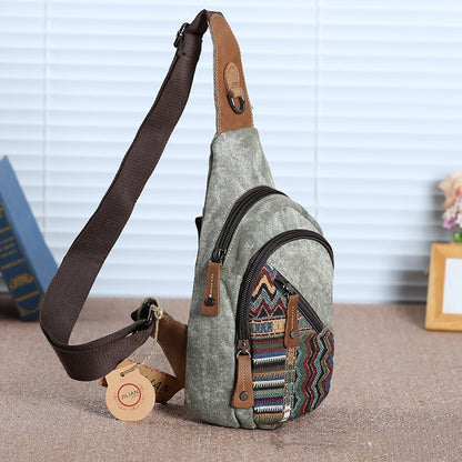 Retro Embroidery Travel Anti-theft Canvas Chest Bag