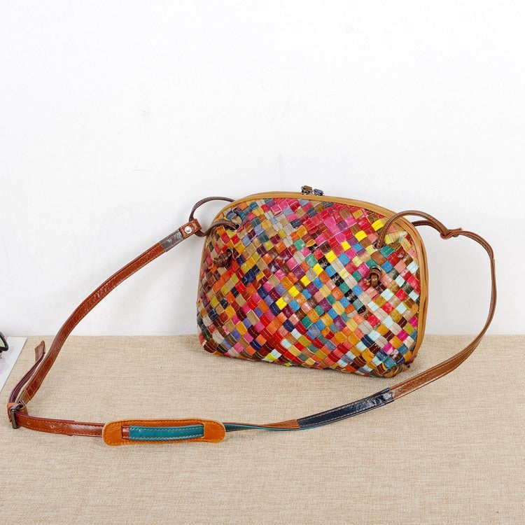 Woven bag with colorful stripes