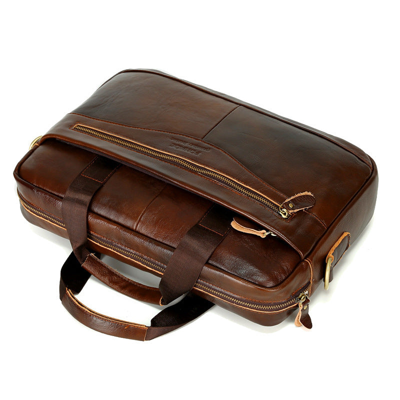 Cowhide men's horizontal business bag