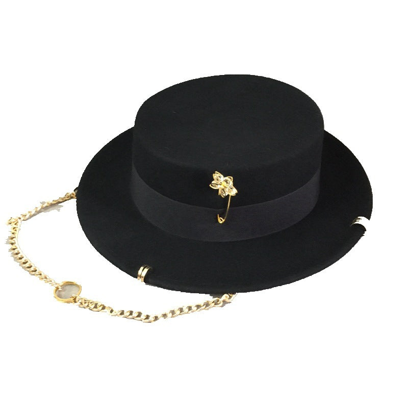 Sombrero de copa retro negro para mujer