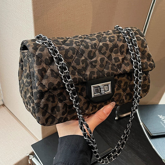 New Leopard Print Shoulder Crossbody Small Square Bag