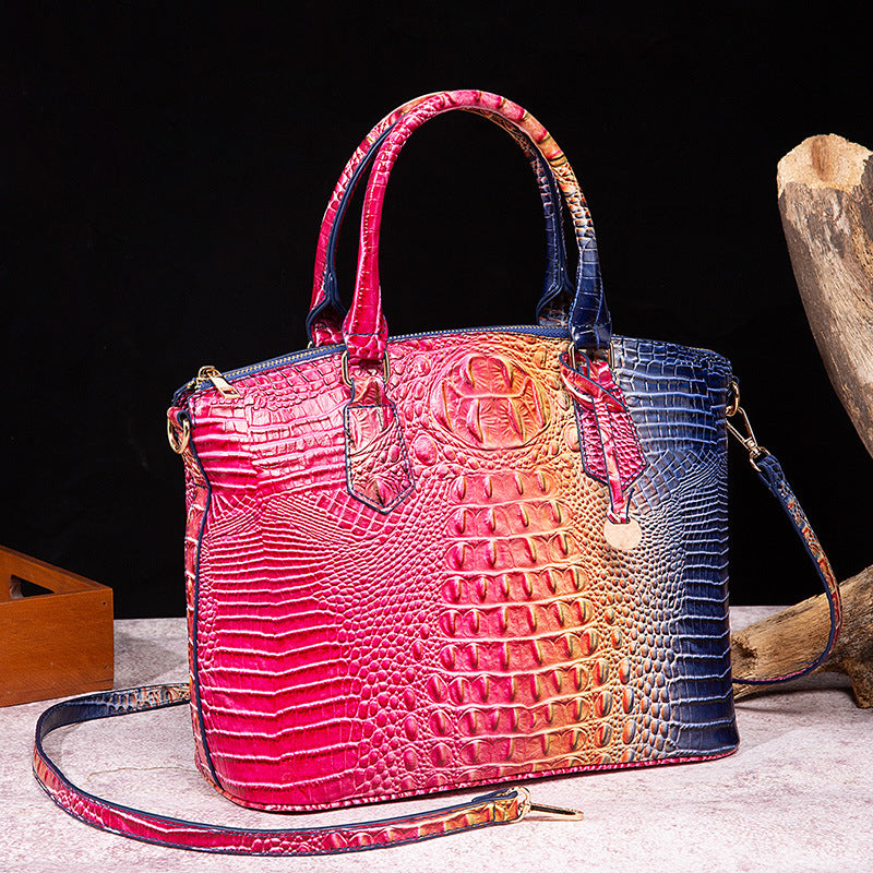 Sac messager portable à motif crocodile rétro pour femme