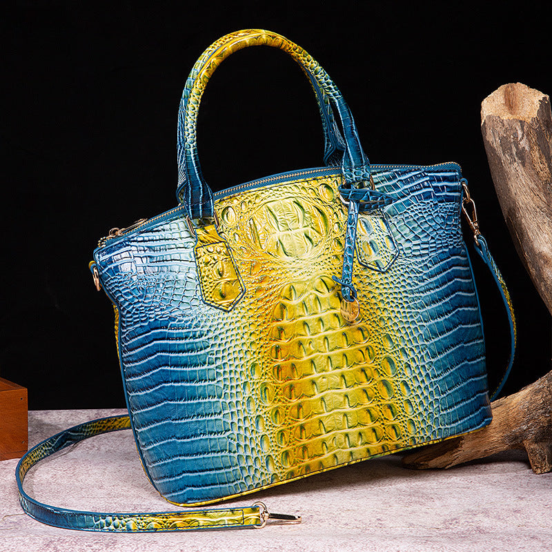 Sac messager portable à motif crocodile rétro pour femme