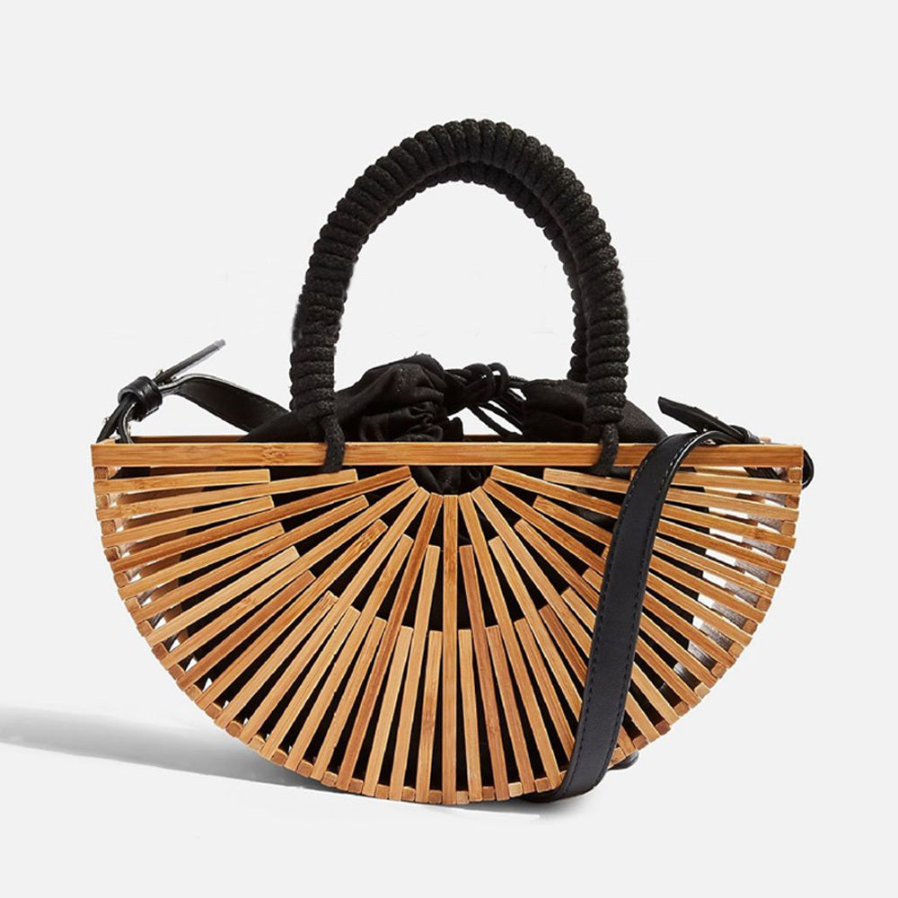 Vacation portable bamboo woven bag