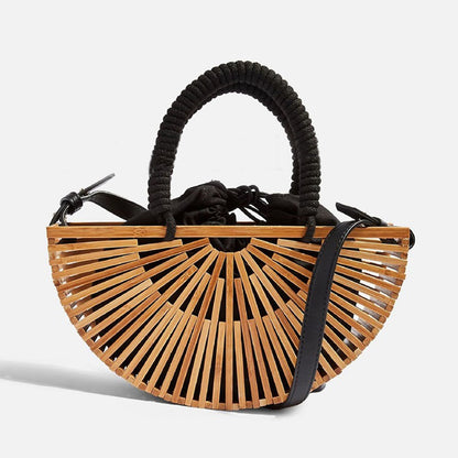 Vacation portable bamboo woven bag