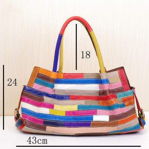 Striped stitching bag shoulder bag