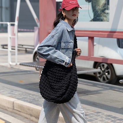 Sac à bandoulière plissé pour femme avec bandoulière en nuage, grande capacité