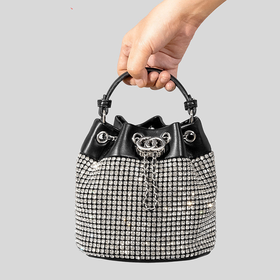 Sac seau à strass pour femme avec niche et strass