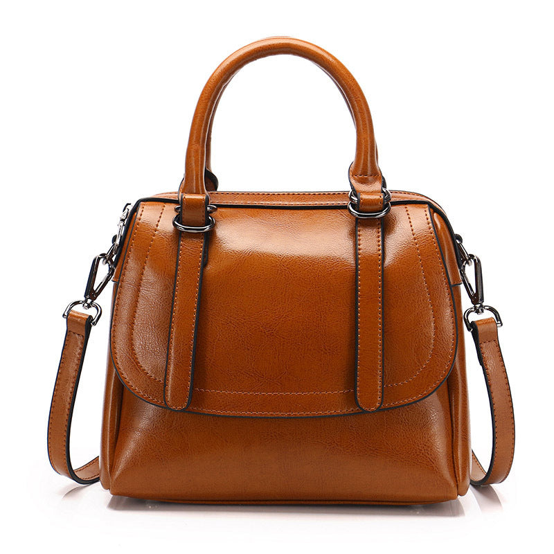 New style oil wax leather portable shoulder bag