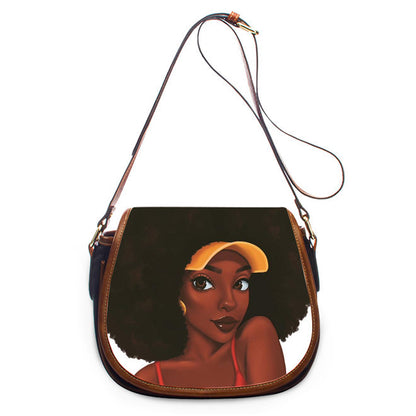 Bolso bandolera de un solo hombro de PU africano para mujer