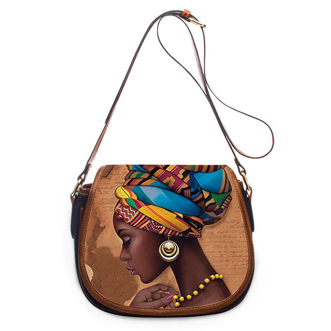 Bolso bandolera de un solo hombro de PU africano para mujer