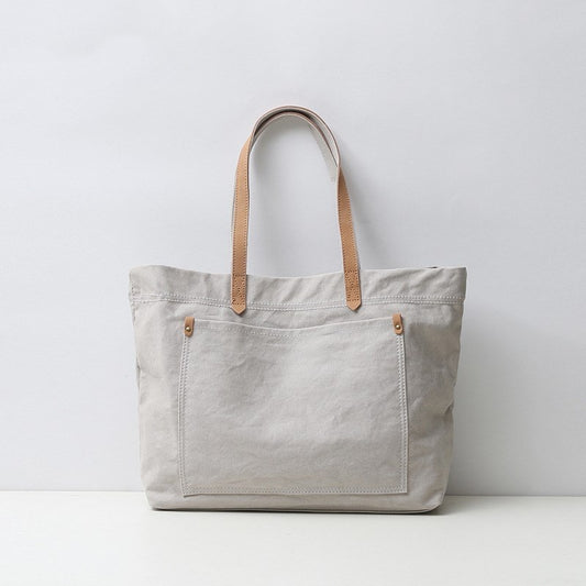 Vintage leather with canvas bag