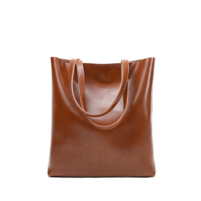 Bolso de piel de vaca para mujer, elegante y sencillo