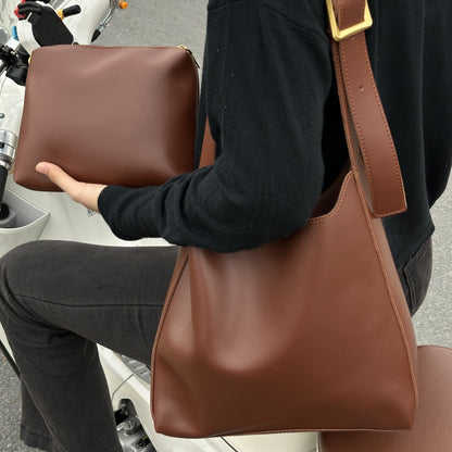 New Fashion All-match Bucket Large Capacity Simple Casual Two-piece Suit Shoulder Messenger Bag