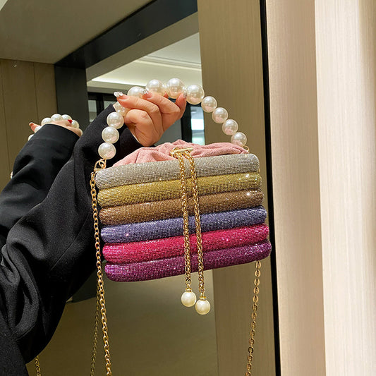 Sac à main à bandoulière pour femme de style classique avec perles, à la mode européenne et américaine