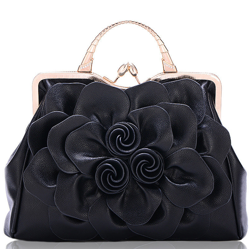 Rose Flower Women Tote Solid Color Shoulder Bag