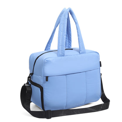 Bolsos de mano de plumón, bolsa de viaje de invierno, bolsa de lona con compartimento para zapatos, portátil, para deportes, yoga, gimnasio, fitness, bolsos de hombro para fin de semana, bolso de mano para pasar la noche para mujer