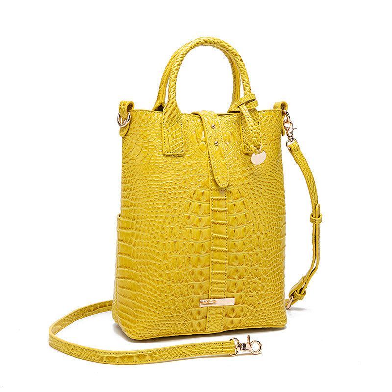 Sac à bandoulière rétro multicolore à motif crocodile concave-convexe pour femme