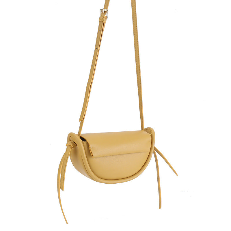 Cowhide Semicircle Crossbody Shoulder Bag