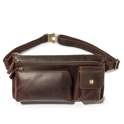 Bolso de pecho retro de cuero Crazy Horse para hombre