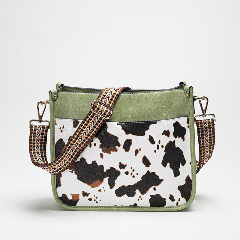 Bolsos de mano de gran capacidad con un solo hombro y estampado de vacas