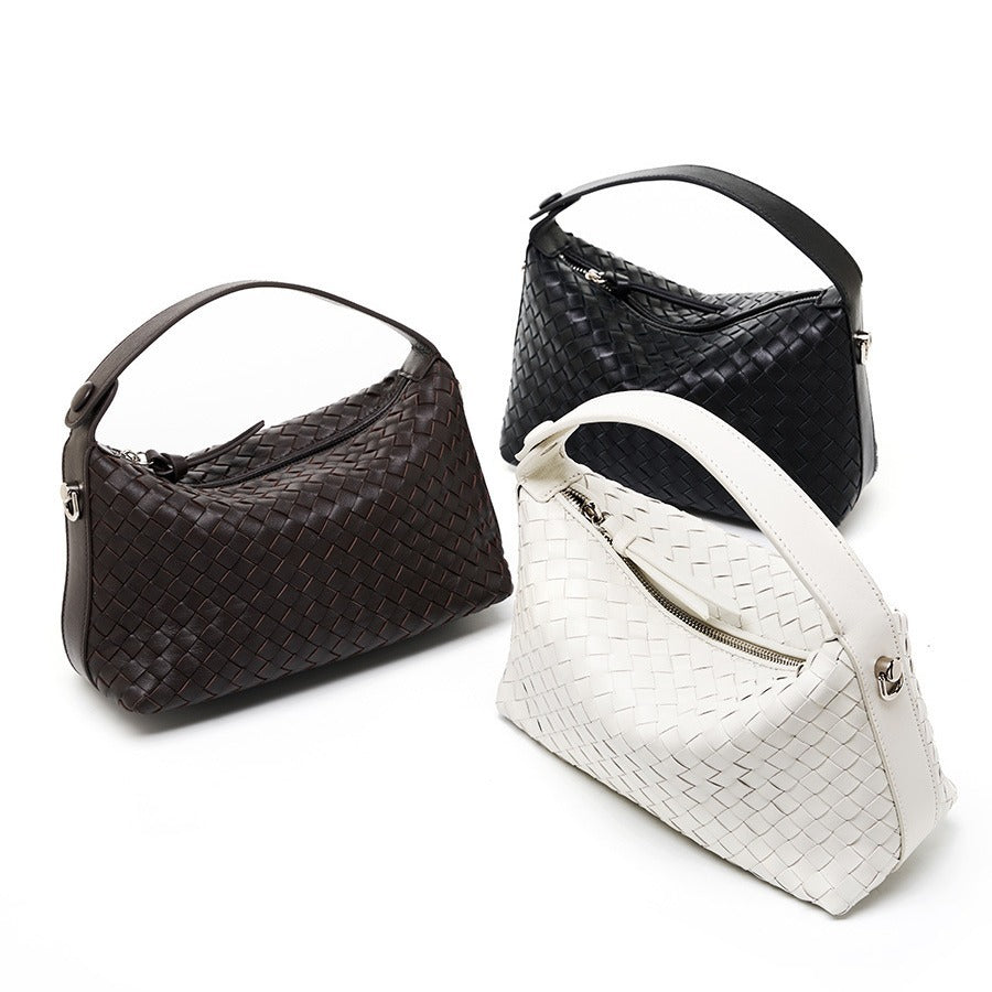 Niche Authentic Leather Weave Dumpling Bag