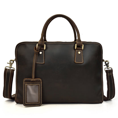 Men's Crazy Horse Leather Retro Commuter Business Bag