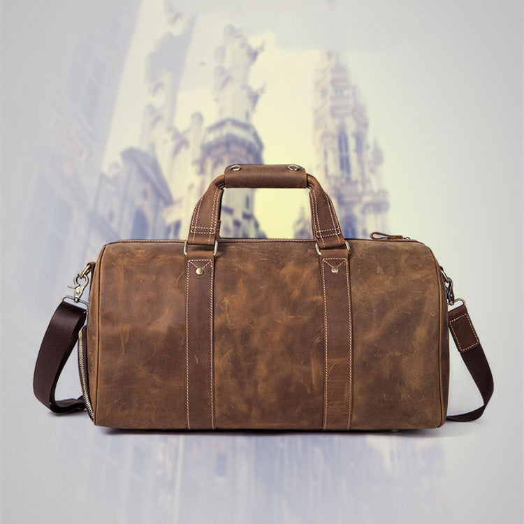 Bolso de viaje vintage de piel Crazy Horse para hombre