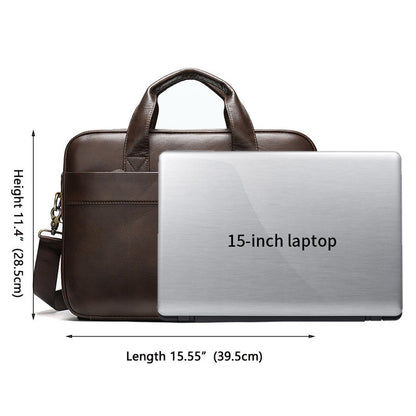 Business first layer leather briefcase