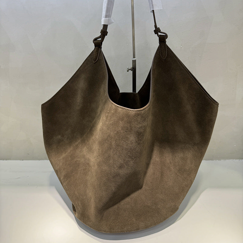 Sac seau en cuir de vache givré grande capacité en cuir véritable