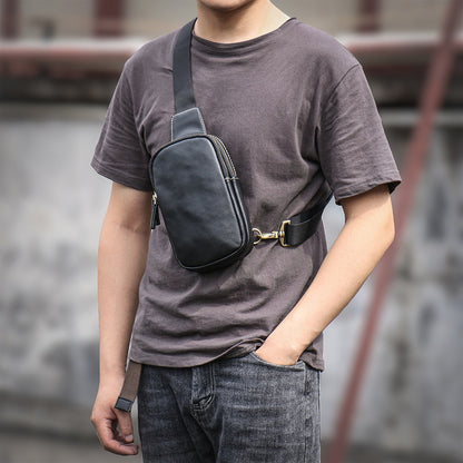 Bolso bandolera informal de cuero para hombre