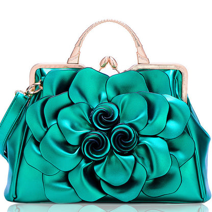 Rose Flower Women Tote Solid Color Shoulder Bag