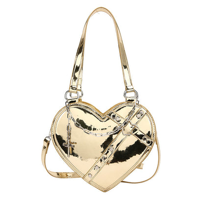 Bolsos de cadena con forma de corazón, bolso de hombro de gran capacidad con forma de corazón para mujer, regalo del día de San Valentín