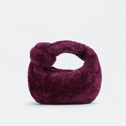 Sac à main plissé en peluche pour femme avec motif nuage