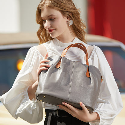 Bolso bandolera de piel de vacuno con contraste de color para mujer