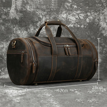 Sac à main en cuir véritable pour homme Sac de voyage vintage en cuir Crazy Horse