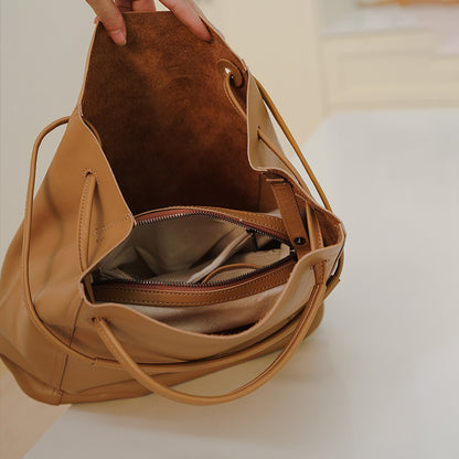 Sac rétro en cuir de vache souple pour femme grande capacité