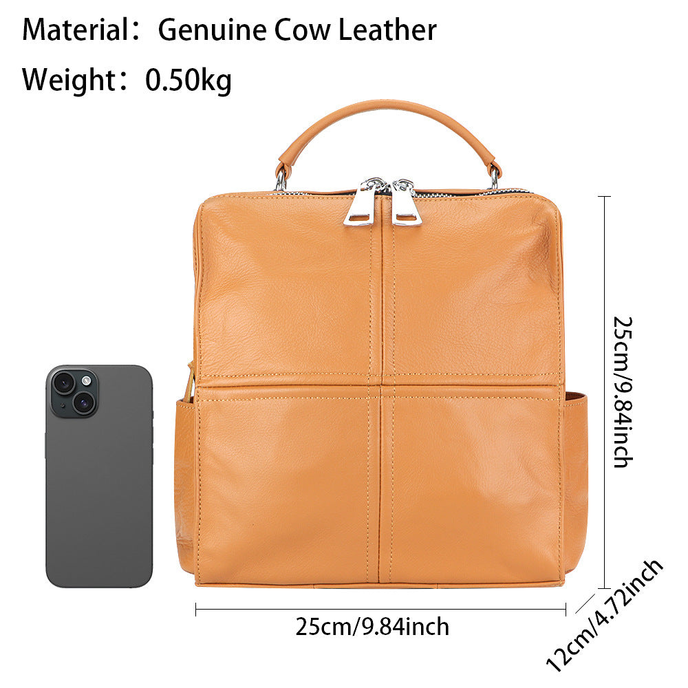 Commuter Hand-carrying Genuine Leather Women's Backpack First Layer Cowhide