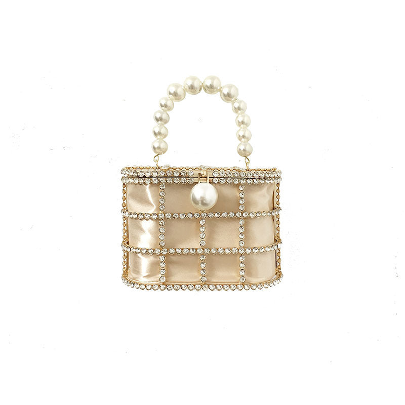 Bolso de cena informal con forma de cubo de perlas a la moda para mujer