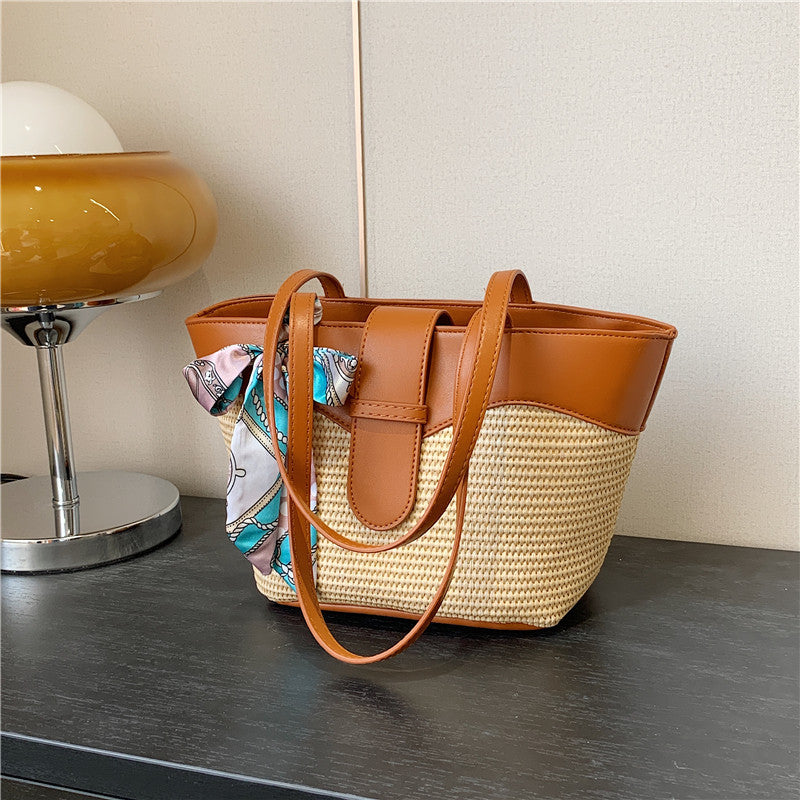 Sac à bandoulière simple en soie avec nœud pour femme