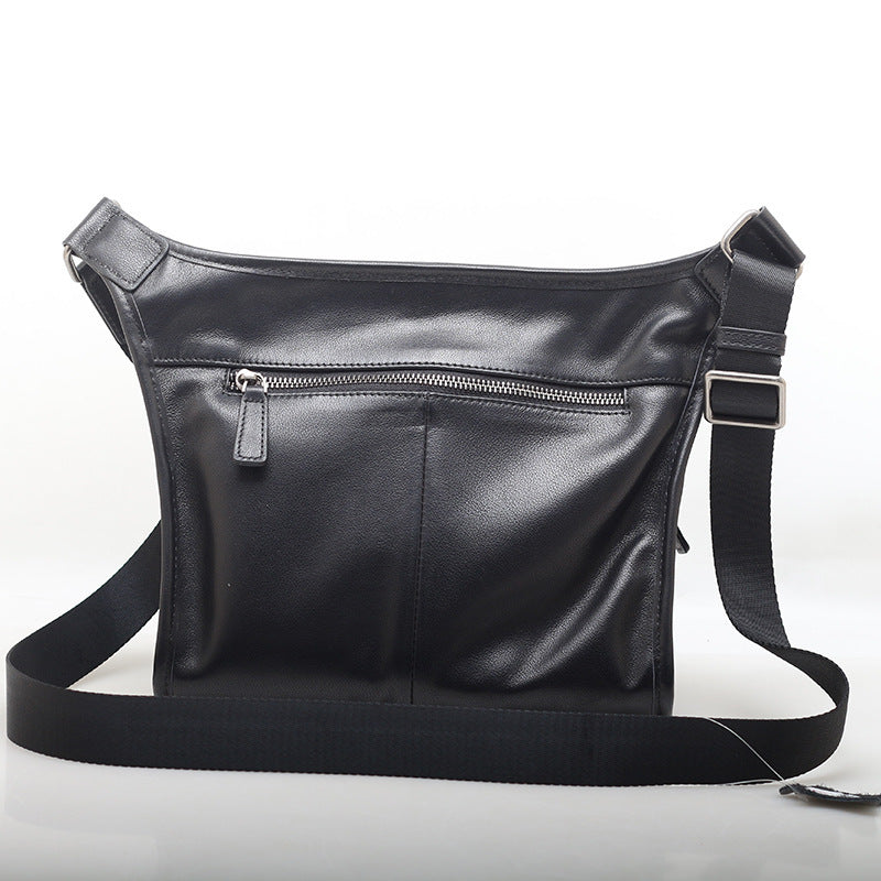 Fashionable Retro Wide Shoulder Strap One-shoulder Cross-body Soft Leather Women