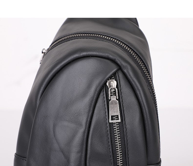 Sac de poitrine en cuir véritable pour homme, bandoulière unique, loisirs, sport