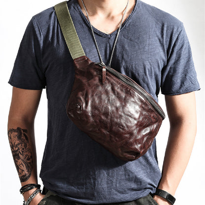 Bolso bandolera de cuero estilo retro para hombre