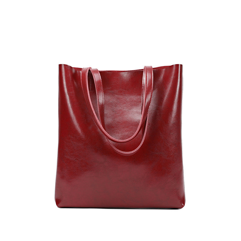 Bolso de piel de vaca para mujer, elegante y sencillo