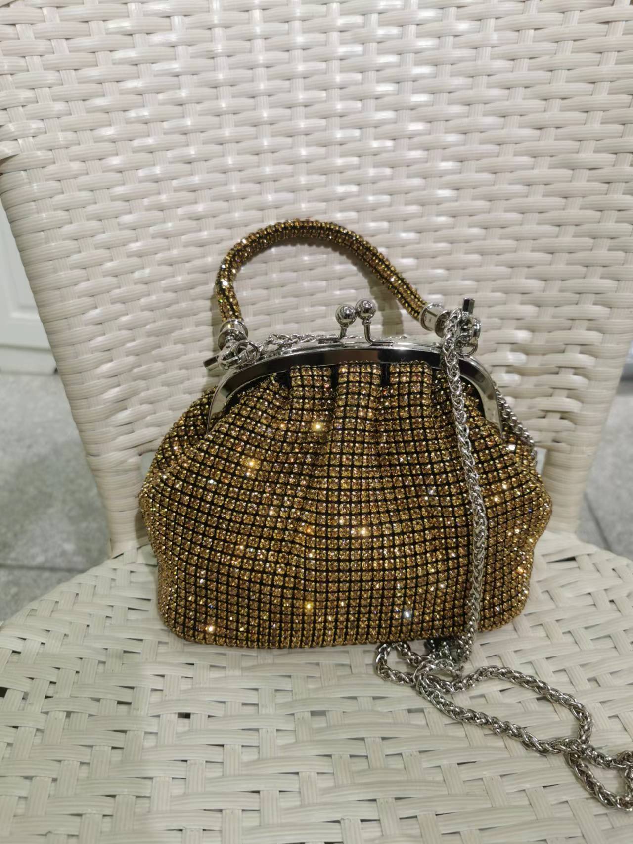 Clip Rhinestone Full Diamond-encrusted Handbag